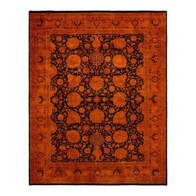 Overdyed, One-of-a-Kind Hand-Knotted Area Rug - Orange - 9' 2" x 11' 6"