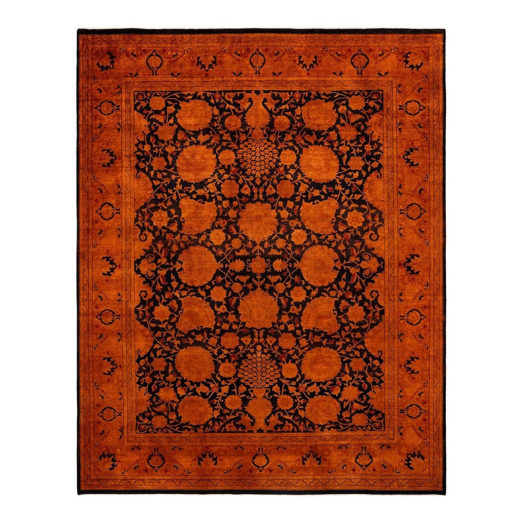 Overdyed, One-of-a-Kind Hand-Knotted Area Rug - Orange - 9' 2" x 11' 6"