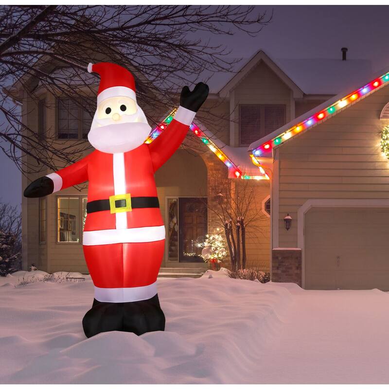 Christmas Time 10-Ft. Pre-Lit Inflatable Santa Claus Outdoor Christmas Decoration
