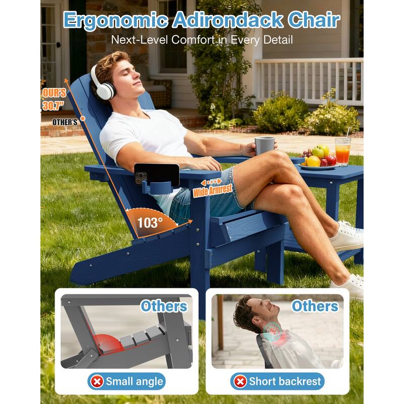 WINSOON All Weather HIPS Outdoor Plastic Adirondack Chairs Set of 2