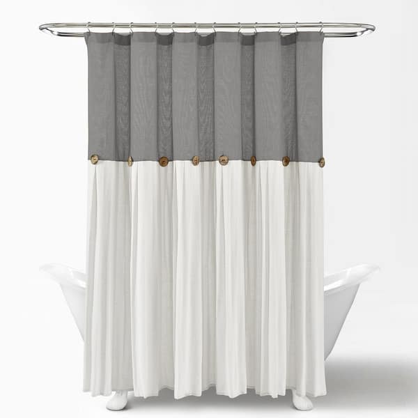 Lush Decor Linen Button Shower Curtain On Sale Overstock