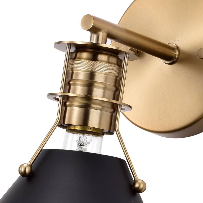Outpost 1 Light Wall Sconce Matte Black with Burnished Brass