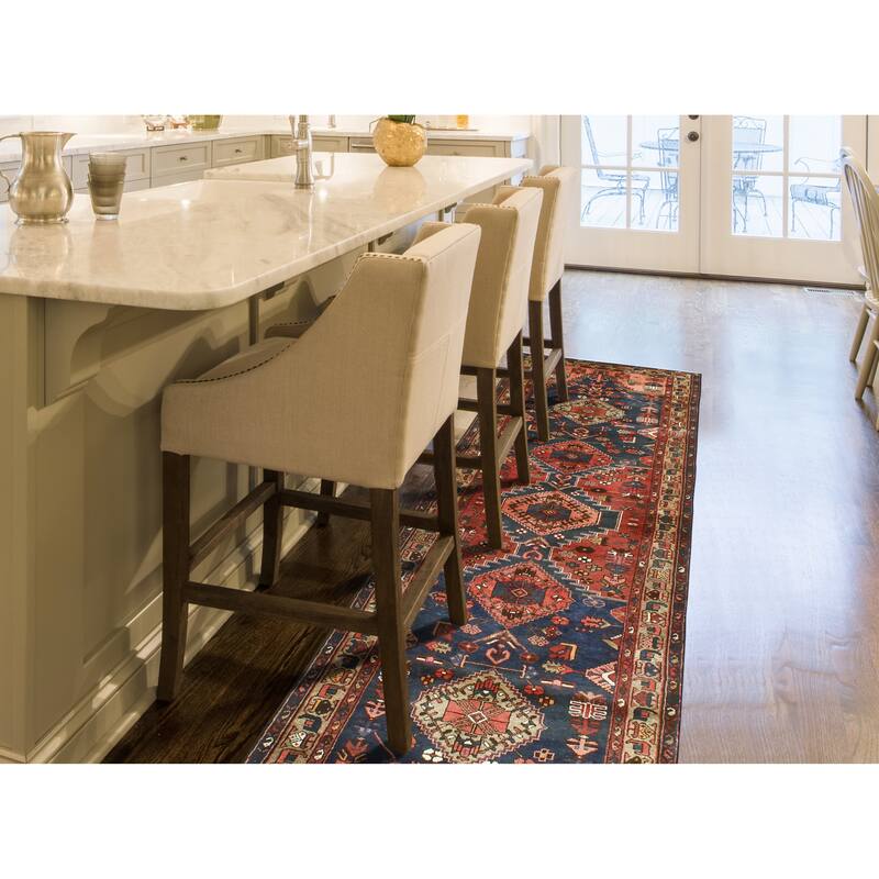 Fine Vintage Distressed Burak Rust/Navy Runner - 3'6" x 10'0"