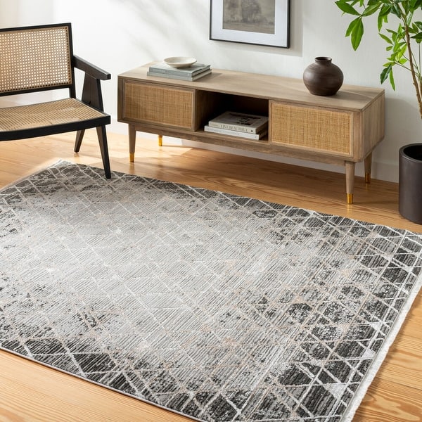 slide 2 of 12, Livabliss Obsession Ombre Modern Area Rug 5' 3" x 7' - Charcoal/Tan