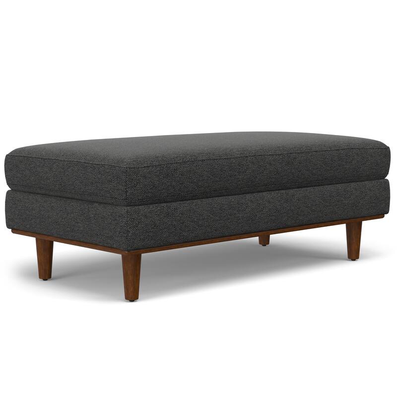Morrison Large Rectangular Ottoman in Charcoal Grey Woven-Blend Fabric
