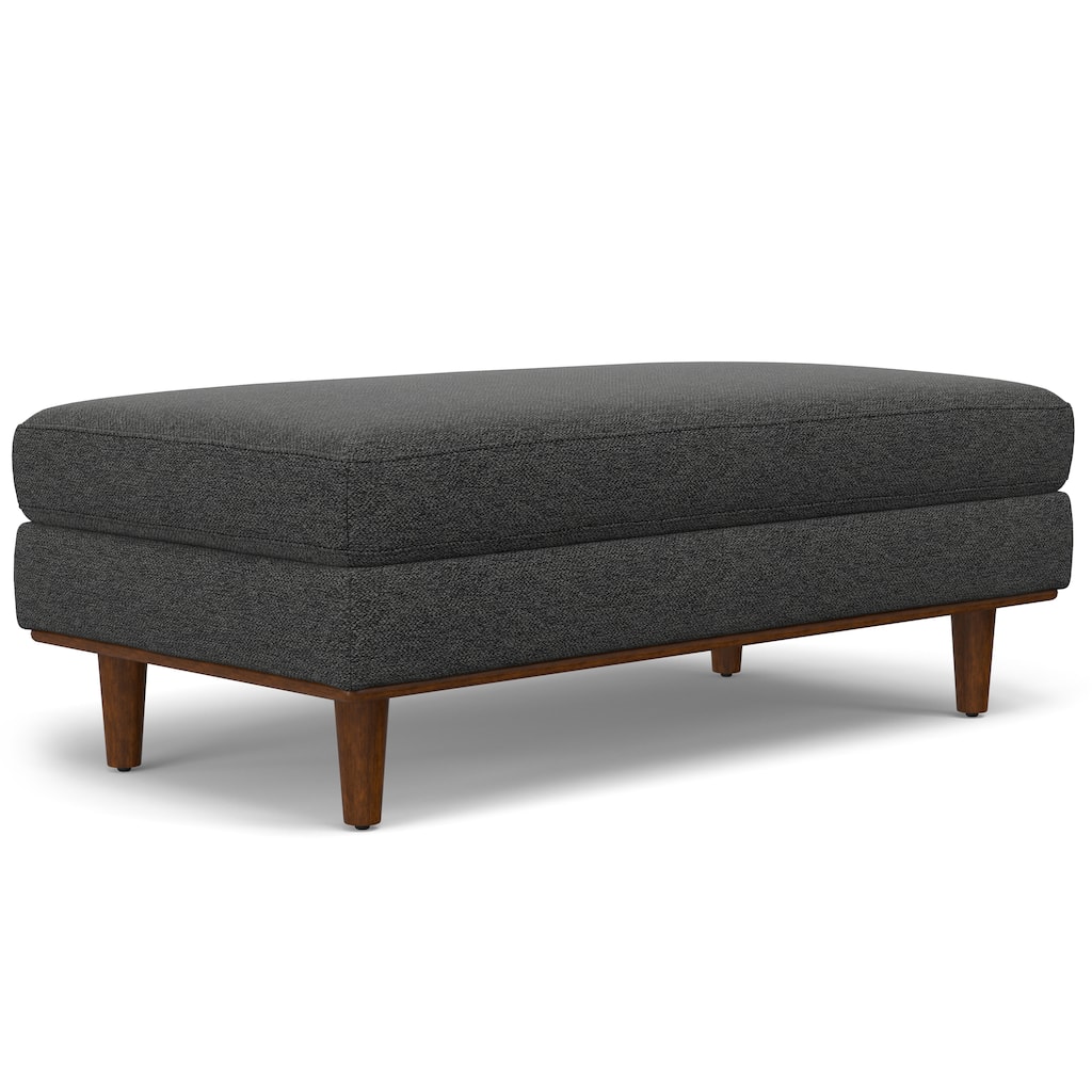 Morrison Large Rectangular Ottoman in Charcoal Grey Woven-Blend Fabric