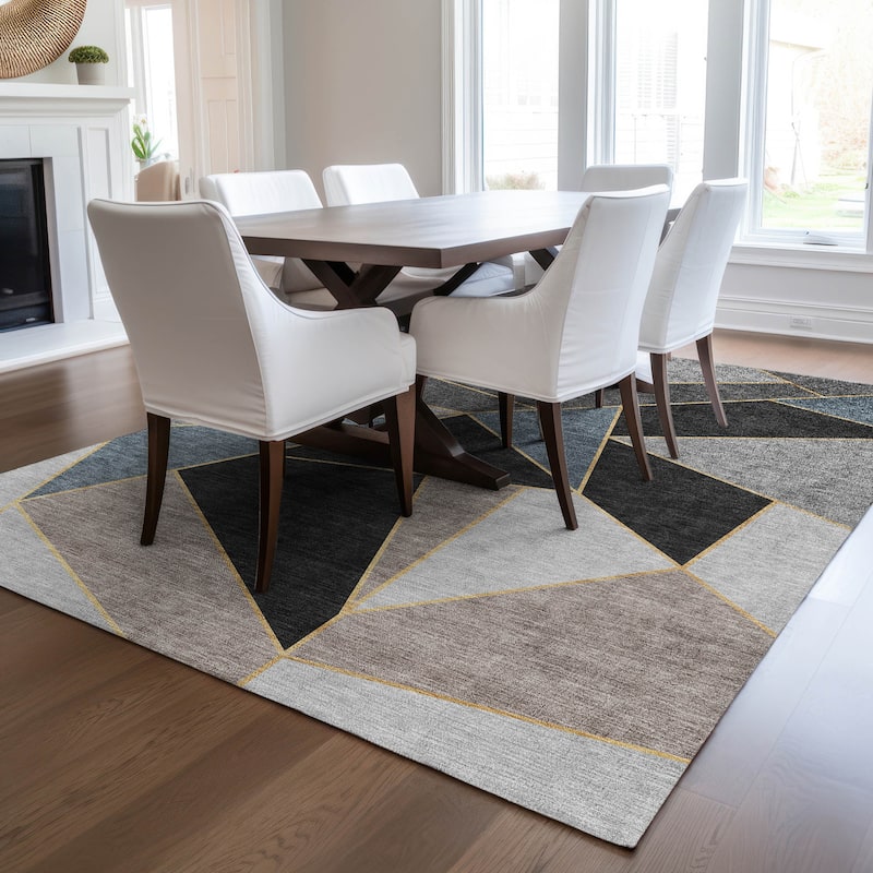 Machine Washable Indoor/ Outdoor Chantille Contemporary Mosaic Rug - Blue - 8' x 10'