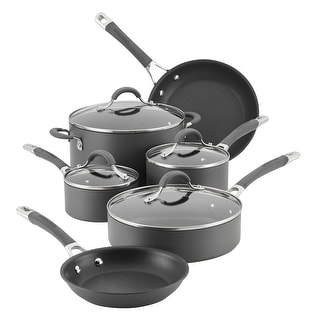 Circulon Radiance Hard-Anodized Nonstick Cookware Pots and Pans Set, 10-Piece, Gray