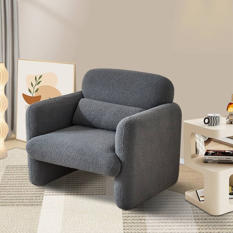 34"Lamb Fleece Fabric Sofa Chair