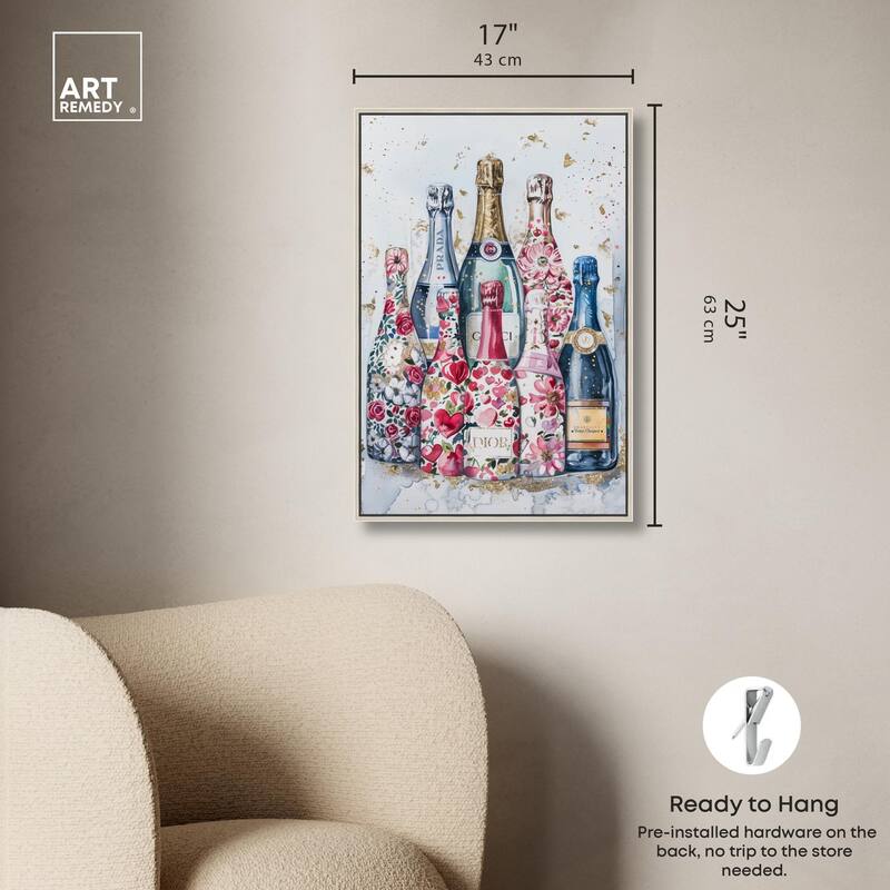 Intricate Floral Champagne Canvas by Art Remedy