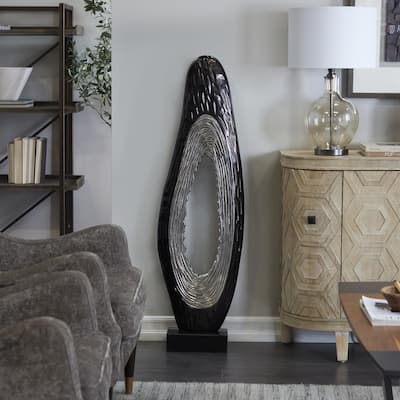 Black or Gold Aluminum Metal Teardrop Abstract Decorative Sculpture with Black Base