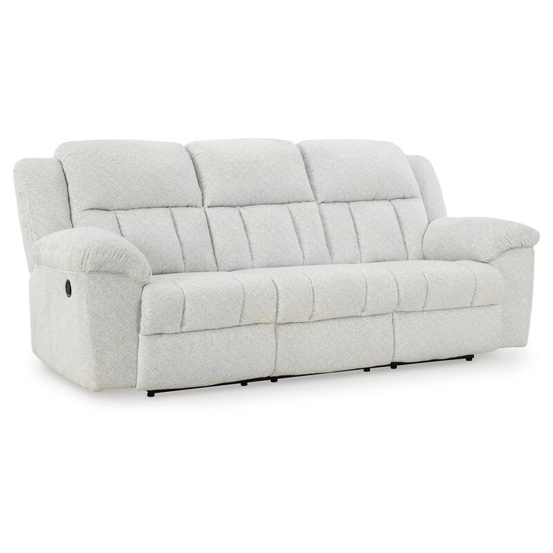 Briar Manual Reclining Sofa White Polyester, Pillow Top Arms, 91 Inch