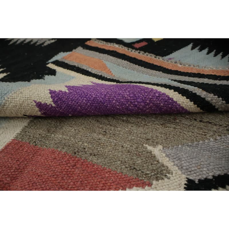 Hand Woven Oriental 100% Wool Carpet Southwestern Tribal Purples Kilim Area Rug - 9' 11'' X 8' 3''