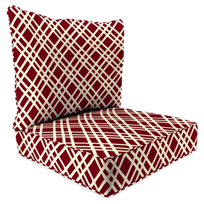24" x 47" Outdoor Deep Seat Cushion Set with Welt - 46.5'' L x 24'' W x 6'' H - Keenan Bordeaux
