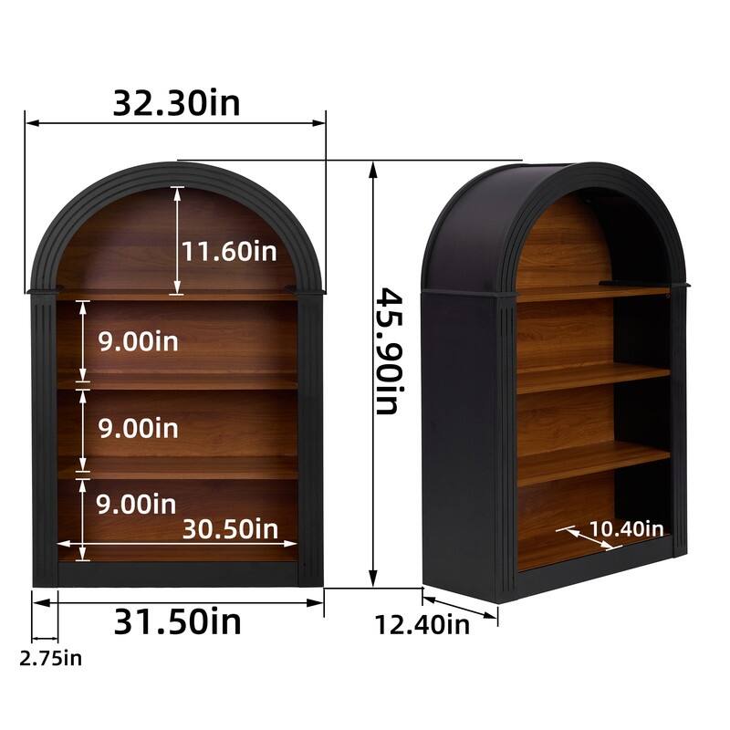 Display Arched Bookcase Cabinet,4/5-Tier Freestanding Tall Wood Arch Bookshelf Cabinets with Open Display Storage Shelves