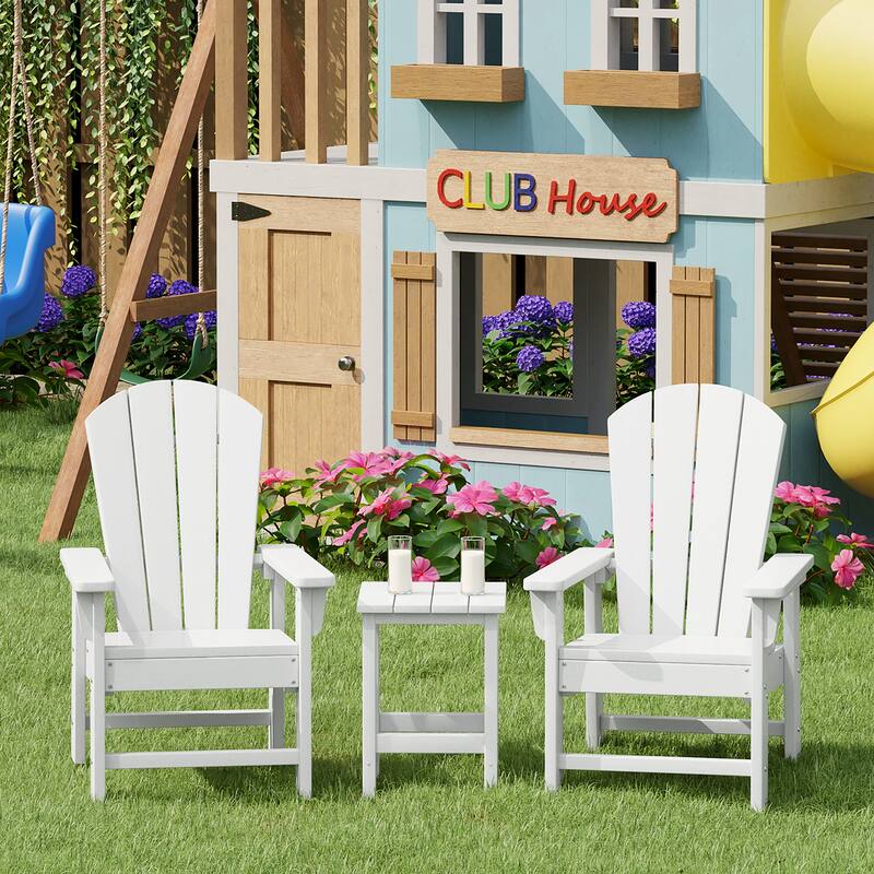 Laguna Kids Outdoor Poly Adirondack Chair With Side Table 3-Piece Set