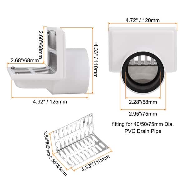 4 Inch LShaped Shower Drain, 304 Stainless Steel Floor Drain Silver
