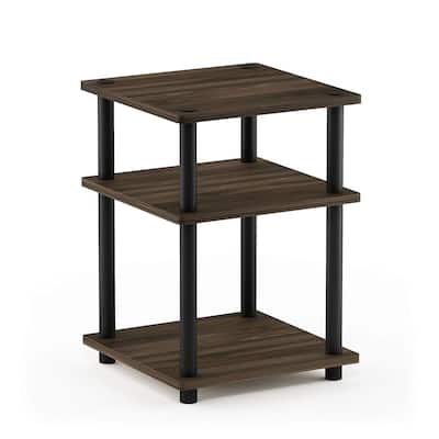 3 Tiers Wood Household Shelving Unit in Walnut/Black (14.6 in. W x 20.7 in. H x 14.6 in. D)