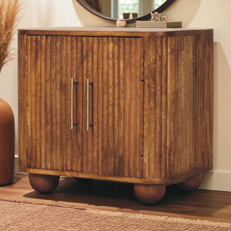 Artisan Furniture Solid Wood Solis Fluted Mini Sideboard, Brown, 2-Doors