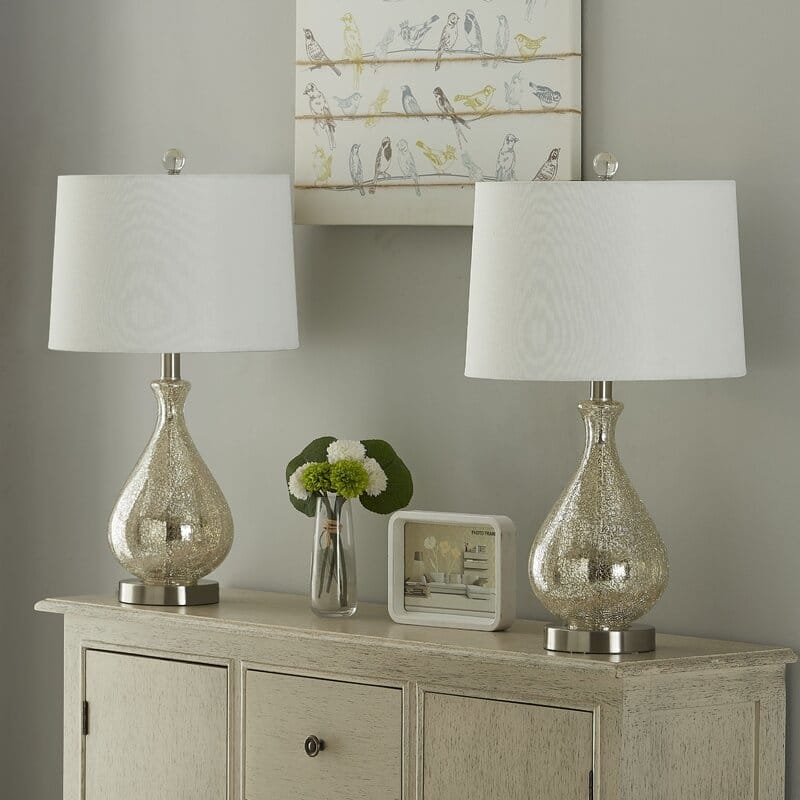 22.75'' Clear Glass Table Lamp Set (Set of 2)