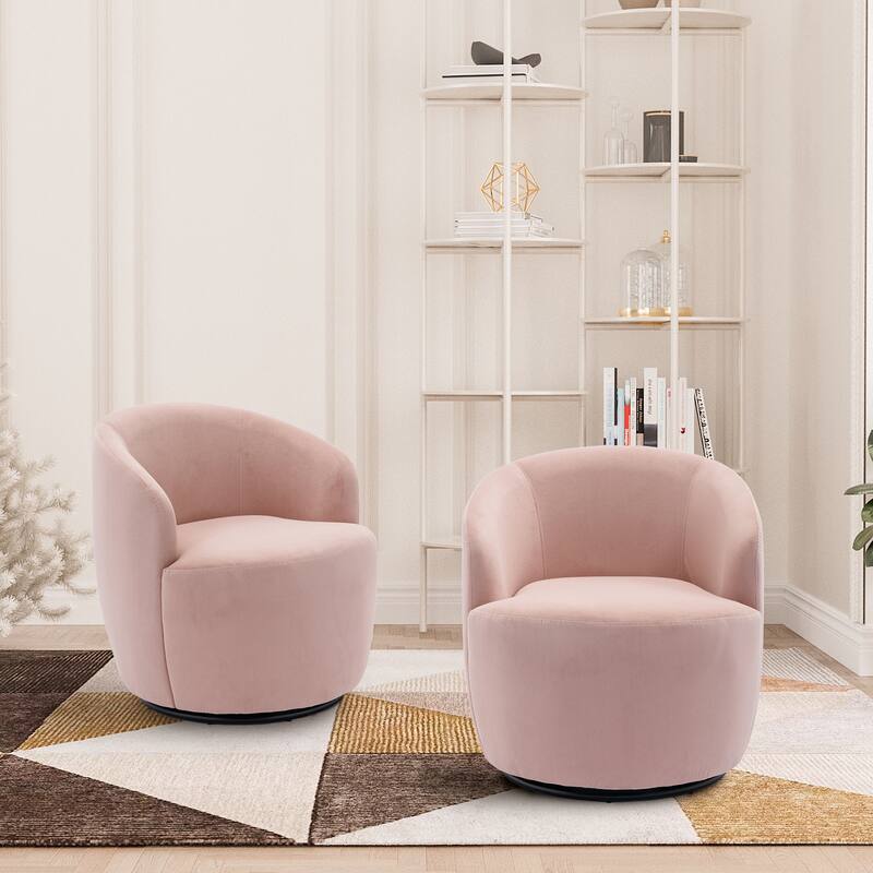 Ouyessir Modern Teddy Upholstered Swivel Barrel Chair(Set of 2)