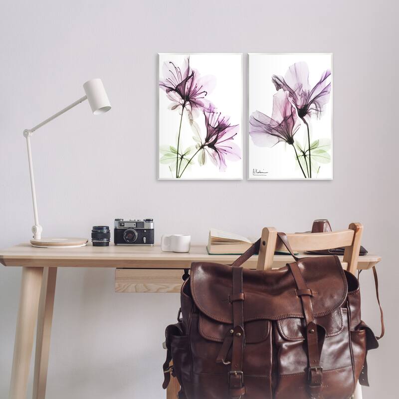 Stupell Purple Flower Bloom Design 2pc Multi Piece Wood Wall Art Set