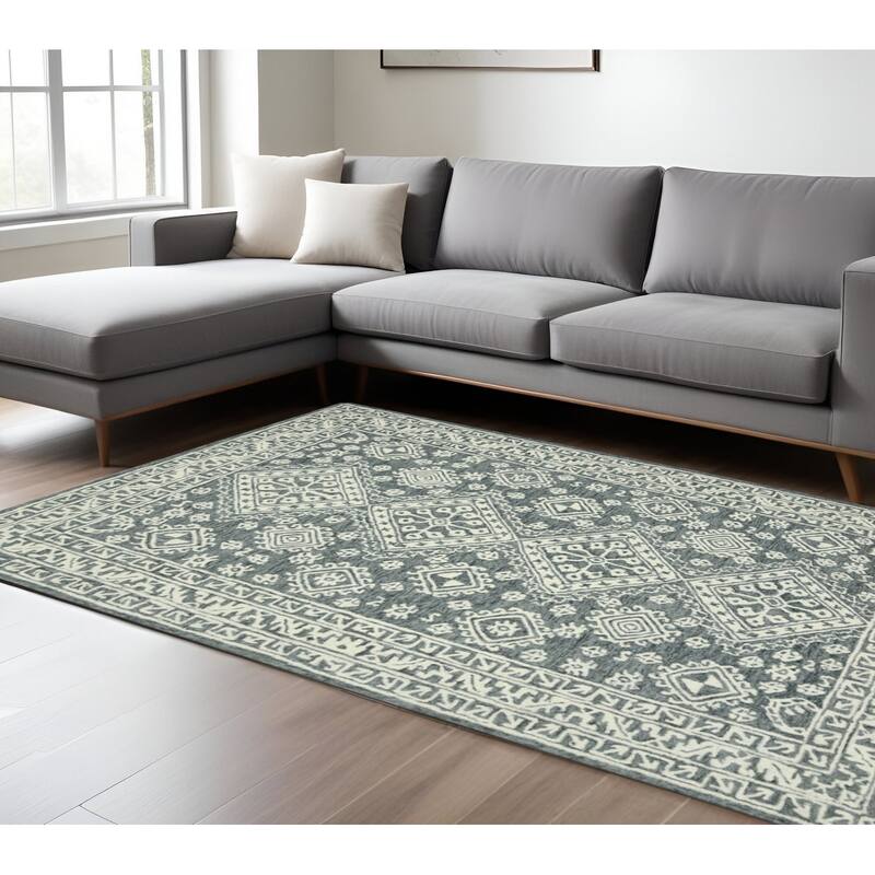 HomeRoots Oriental Transitional Rectangle Area Rug - 114.00 in. x 90.00 in.  x 0.40 in.