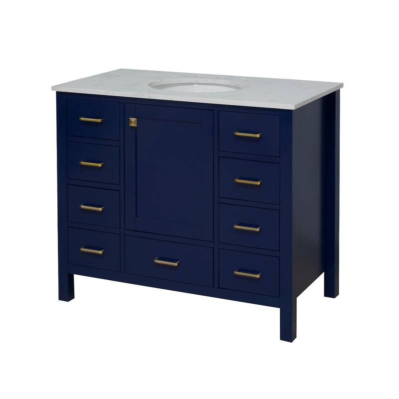 KitchenBathCollection Horizon 42" Bathroom Vanity with Engineered Carrara Top