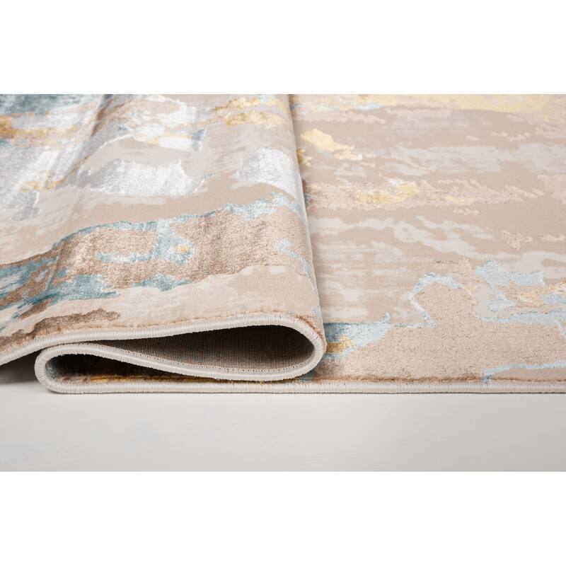 London Collection Cream/ Brown Abstract Area Rug