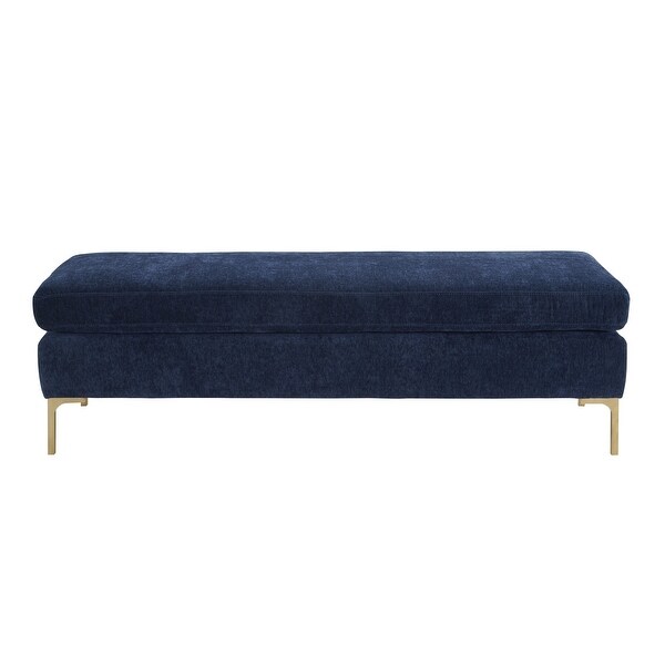 Shop Delilah Navy Textured Velvet Bench Overstock 17625062