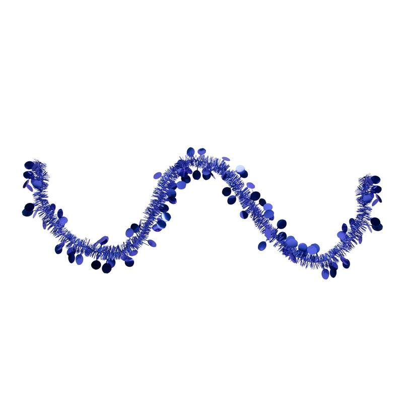 50' x 1.5" Tinsel Christmas Garland with Polka Dots - Unlit - Lavish Blue