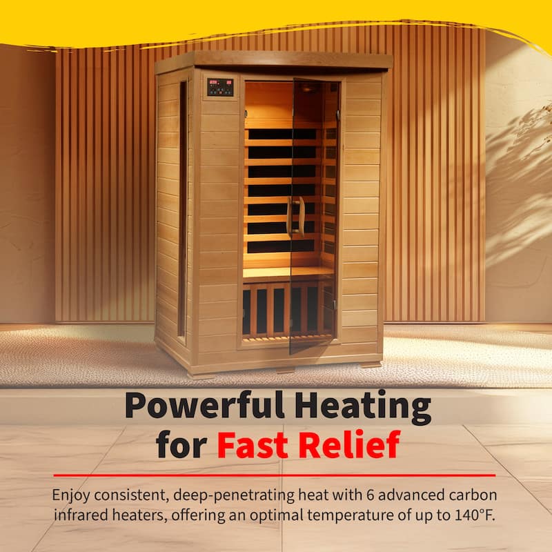 HeatWave Coronado 2-Person Hemlock Infrared Sauna with 6 Carbon Heaters