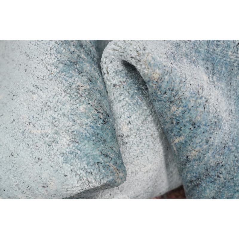 Hand Knotted Oriental Viscose Silk Carpet Modern Pictorial Multi-Colored Abstract Area Rug - 7' 8'' X 5' 9''