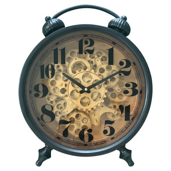 Yosemite Home Decor Gears III Brass Metal Table Clock - 18.5 x 15.3 x 6.6. Opens flyout.