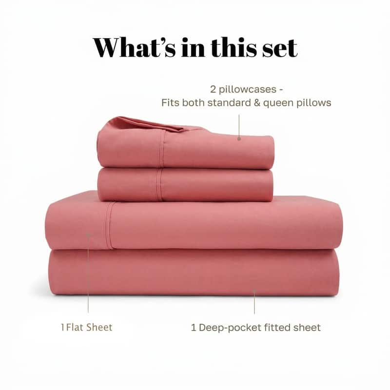 Superior Egyptian Cotton 530 TC Sheet Set Sateen Weave, Deep Pocket, Ultra‑Soft & Breathable Bedding