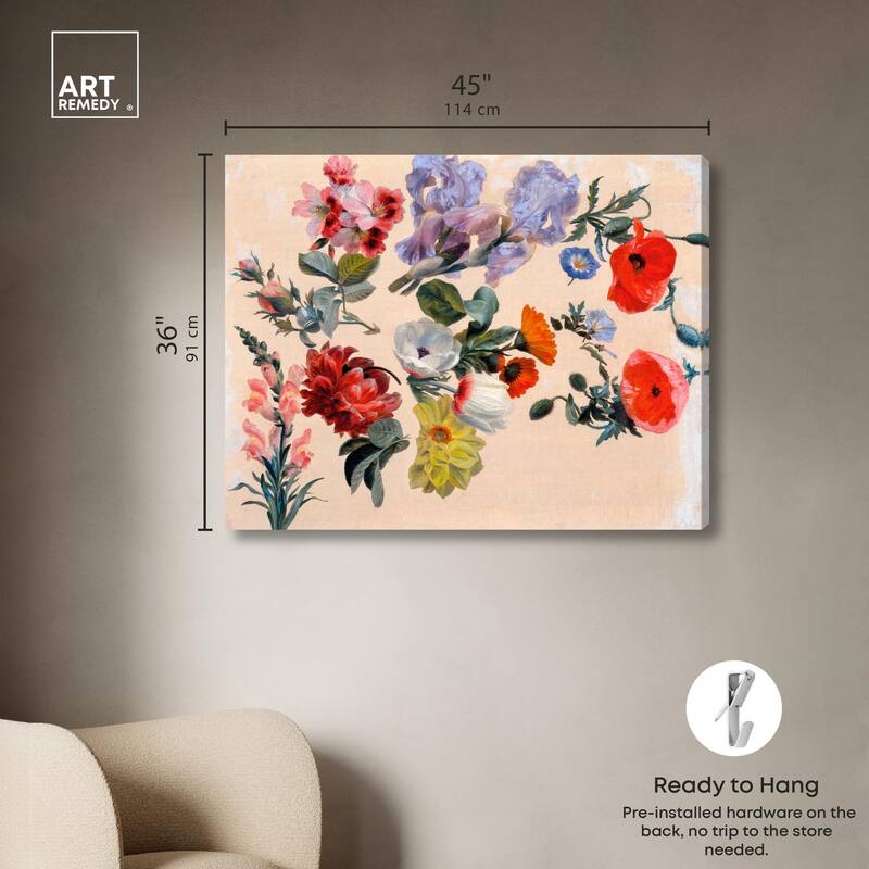 Summer Flowers Canvas by Art Remedy, Gallery Wrapped