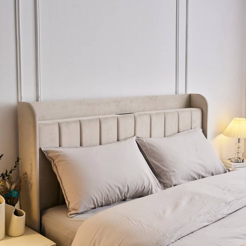 Upholstered Wingback Bed