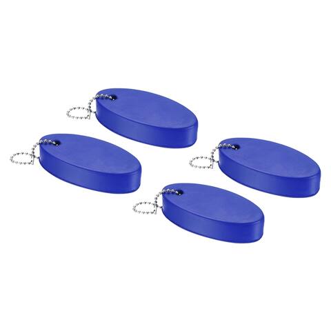 4pcs Floating Keychain Oval Key Chain Buoyant Keyrings for Boating, Blue