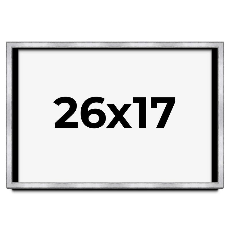 26x17 Shadow Box Frame Silver | 1.375 Inches Deep Real Wood