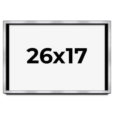 26x17 Shadow Box Frame Silver | 1.375 Inches Deep Real Wood