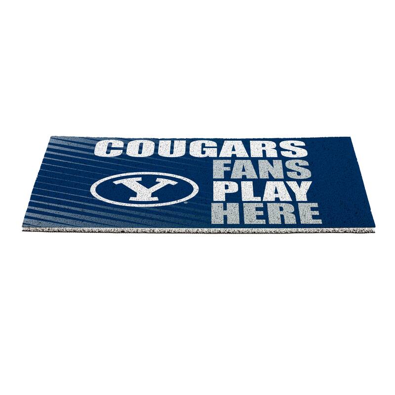 28 in. x 16 in. Brigham Young University "Fans Play Here" PVC Door Mat