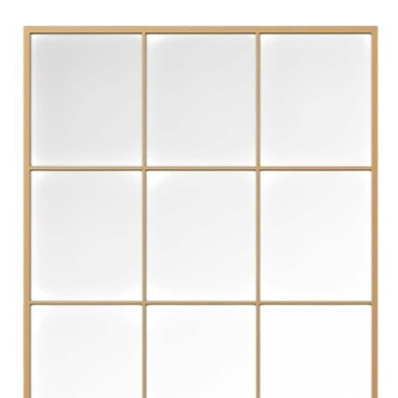 HomeRoots 69" Gold Iron Window Pane Geometric Framed Full Length Hanging Mirror - 30.00 in. x 69.00 in. x 1.05 in.