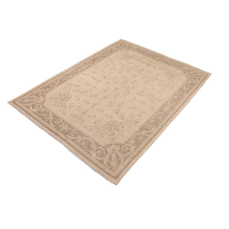Artisan Oushak Open Field Hand-Knotted Wool Area Rug