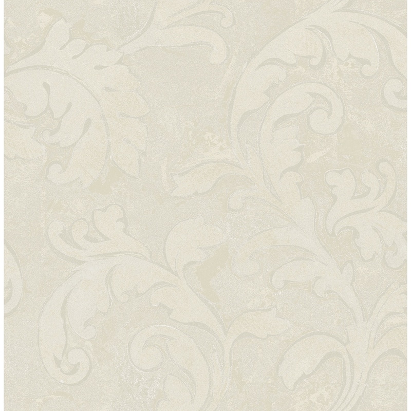 Seabrook Designs Delfina Leaf Trail Unpasted Wallpaper - 20.5 in. W x 33 ft. L - Metallic Eggshell
