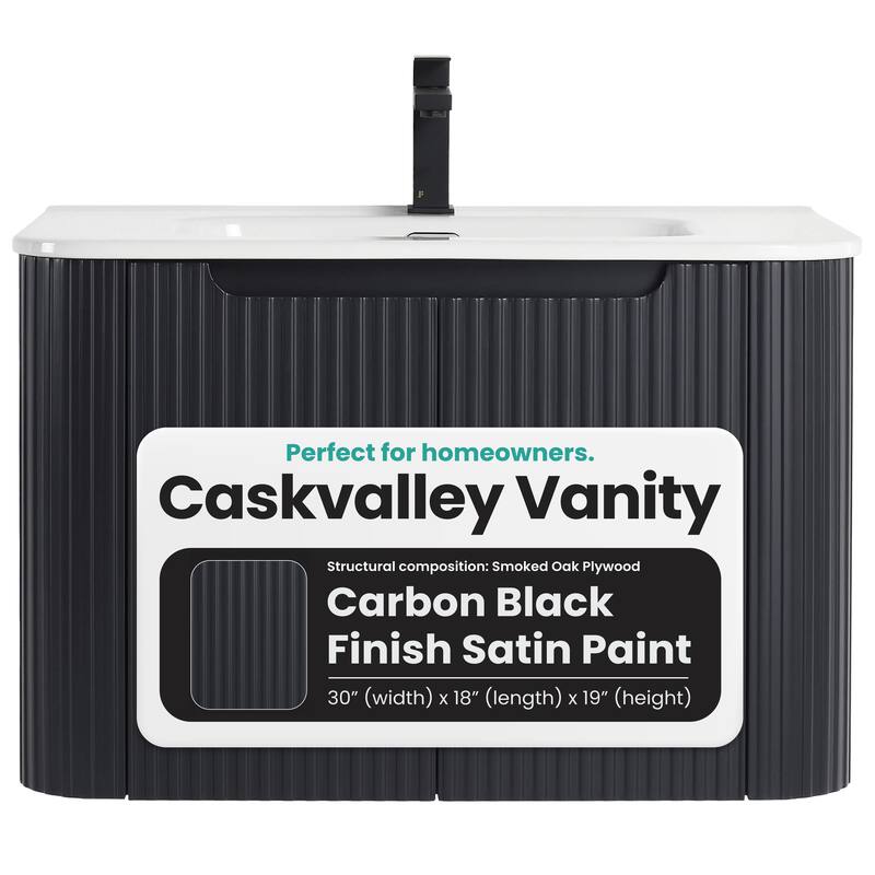 Caskvalley Modern Bathroom Vanity with Straight Fluted Design - Sink Included