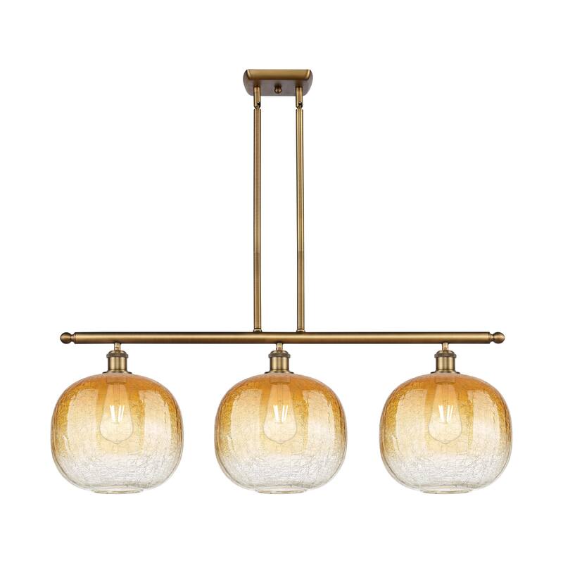 Innovations Lighting Endless Possibilities Ballston - Brookhaven Sphere - 3 Light 37" Stem Hung Island Light - Brushed Brass/Amber