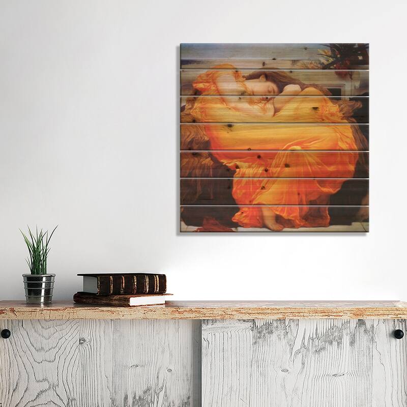 Flaming June Print On Wood by Frederic Leighton - Multi-Color