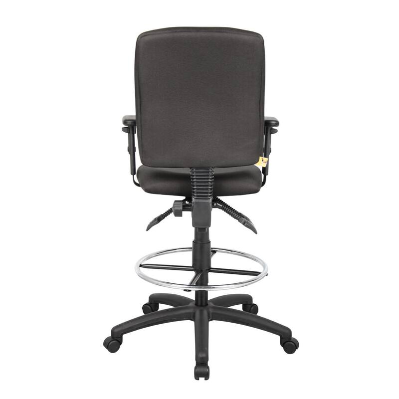 Jea Drafting Stool, Seat Tilt Lock, Adjustable Arms, Black Crepe