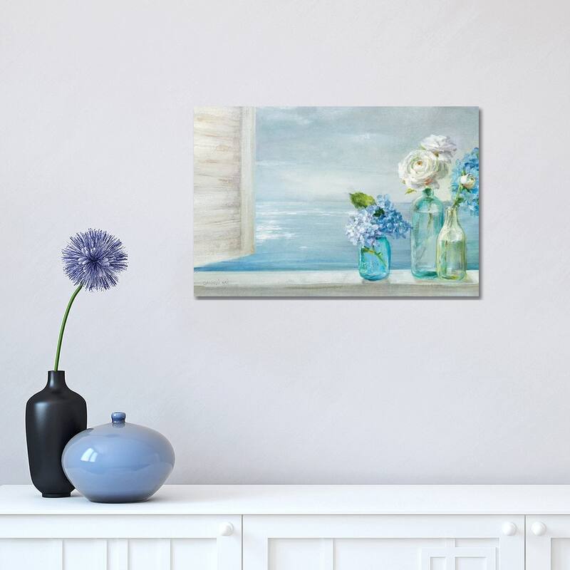 iCanvas "A Beautiful Day At the Beach - 3 Glass Bottles" by Danhui Nai Canvas Print - 12x18x1.5