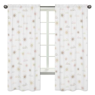 Boho Desert Sun 84in Window Treatment Curtain Panel Pair - Blush Pink Mauve Gold Taupe Bohemian Watercolor Mountains Southwest